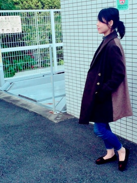 「BEAMS BOY（ビームスボーイ）のアイテム（チェスターコート）」を使った、まっきんさん（レディース・162cm）の冬コーディネート