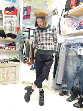「RNA」｜「アイテム（スラックス）」を使った、halcaさん（レディース・159cm）の冬コーディネート