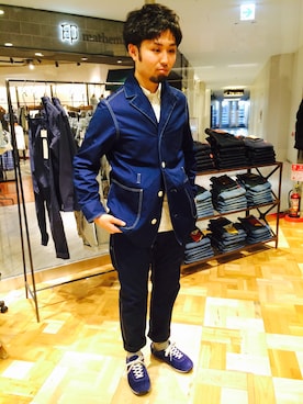 「インディゴデニム」｜岡崎優一さん（メンズ・175cm）の冬コーディネート