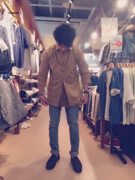 「アイテム（トップス、ブラウン系）」を使った、HVC岡崎店さん（メンズ・170cm）の夏コーディネート