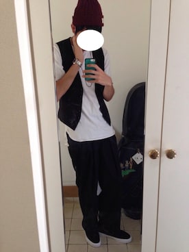 「HARE（ハレ）の２タックワイドパンツ(HARE)（その他パンツ）」を使った、ヒサさん（メンズ・176cm）の秋コーディネート