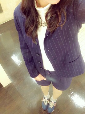 「UNIQLO（ユニクロ）のアイテム（ニット/セーター、ホワイト系）」を使った、なぁーんさん（レディース・172cm）の冬コーディネート