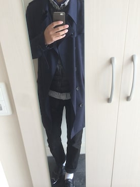 「バレンタインデートスタイル」｜「アイテム（トレンチコート）」を使った、あぱへすごんすさん（メンズ・180cm）の冬コーディネート