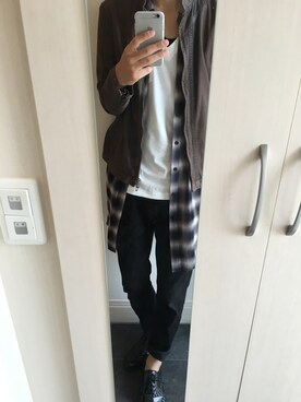 「SRIVER」｜「アイテム（ブルゾン）」を使った、あぱへすごんすさん（メンズ・180cm）の秋コーディネート