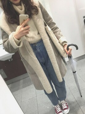 「Another Edition（アナザーエディション）のアイテム（ムートンコート）」を使った、kiさん（レディース・166cm）の秋コーディネート