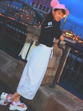 「ミッキー帽子」｜ととちゃん。さん（レディース・158cm）の夏コーディネート