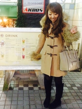 「アイテム（ダッフルコート）」を使った、猫大好きさん（レディース・155cm・30代）の冬コーディネート