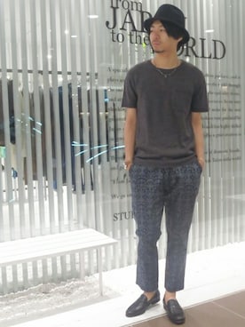 「STUDIOUS（ステュディオス）のアイテム（その他シューズ）」を使った、水口さん（メンズ・178cm）の夏コーディネート