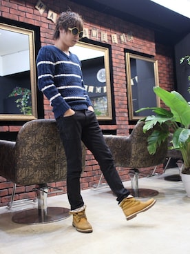 「ボーダーニット」｜あっきーさん（メンズ・170cm）の秋コーディネート