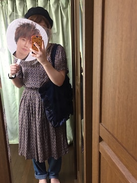 「フリルトート」｜「アイテム（ワンピース/ドレス）」を使った、まさん（レディース・150cm）の秋コーディネート