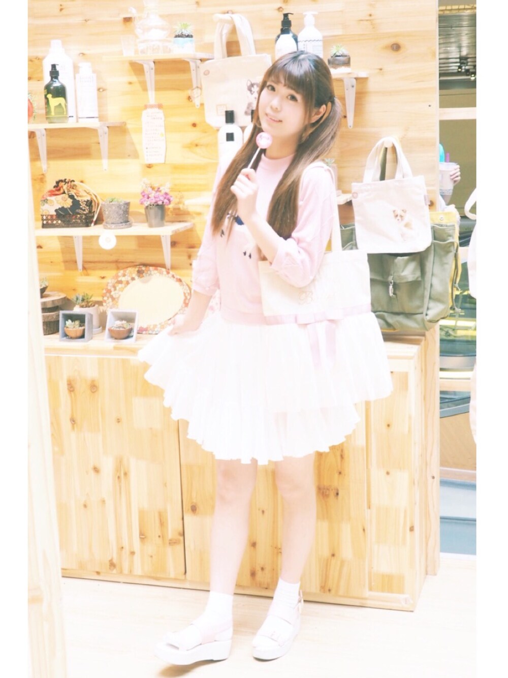 「merry jennyのアイテム（ニット/セーター、ピンク系）」を使った、_小白菜さん（レディース・165cm）の夏コーディネートの1枚目の写真