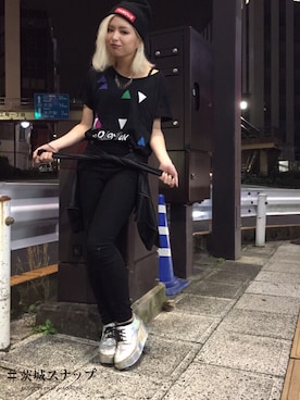 「茨城スナップ」｜「アイテム（ライダースジャケット）」を使った、TIMMYさん（レディース・159cm）の秋コーディネート