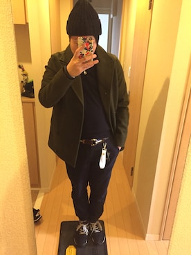 「Saturdays NYC（サタデーズ ニューヨークシティ ）のアイテム（ピーコート）」を使った、Cさん（メンズ・175cm）の冬コーディネート