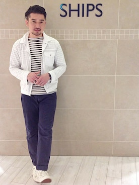 「シップス」｜「アイテム（ブルゾン）」を使った、瀬津さん（メンズ・174cm）の春コーディネート