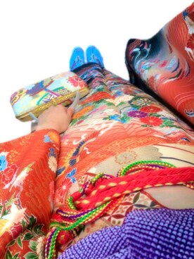 「アイテム（水着/着物・浴衣、レッド系）」を使った、トンスラさん（レディース・166cm）の冬コーディネート