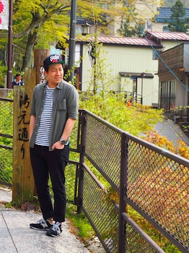 「fuct（ファクト）のアイテム（帽子）」を使った、中井さん（メンズ・170cm）の春コーディネート