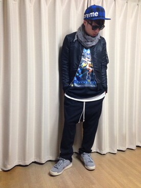 「TAKAHIROMIYASHITATheSoloIst.（タカヒロミヤシタザソロイスト）のアイテム（ミリタリージャケット）」を使った、KEN(GA)さん（メンズ・170cm）の冬コーディネート