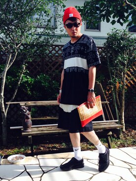 「MR.GENTLEMAN（ミスタージェントルマン）のアイテム（ニットキャップ/ビーニー）」を使った、KEN(GA)さん（メンズ・170cm）の夏コーディネート