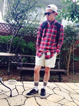 「JULIEN DAVID（ジュリエンデビッド）のアイテム（帽子）」を使った、KEN(GA)さん（メンズ・170cm）の夏コーディネート