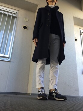 「DRIES VAN NOTEN（ドリスヴァンノッテン）のアイテム（チェスターコート）」を使った、junさん（メンズ・180cm）の冬コーディネート