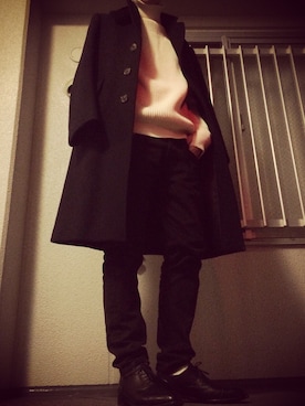「DRIES VAN NOTEN（ドリスヴァンノッテン）のアイテム（ステンカラーコート）」を使った、junさん（メンズ・180cm）の春コーディネート