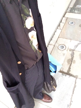 「DRIES VAN NOTEN（ドリスヴァンノッテン）のアイテム（チェスターコート）」を使った、junさん（メンズ・180cm）の春コーディネート
