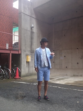 「膝上ショーツ」｜「アイテム（ジャケット/アウター）」を使った、ざキさん-2016さん（メンズ・178cm）の夏コーディネート