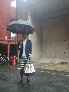 Paul Smith ポールスミス の長傘を使った人気ファッションコーディネート 身長 171cm 180cm Wear