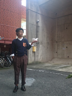 「Waste(twice)（ウェストトゥワイス）のアイテム（ハンチング/ベレー帽）」を使った、ざキさん-2016さん（メンズ・178cm）の秋コーディネート