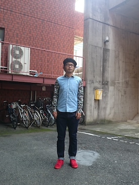 「Waste(twice)（ウェストトゥワイス）のアイテム（ハンチング/ベレー帽）」を使った、ざキさん-2016さん（メンズ・178cm）の秋コーディネート