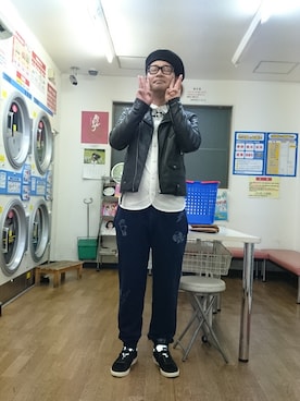 「Waste(twice)（ウェストトゥワイス）のアイテム（ハンチング/ベレー帽）」を使った、ざキさん-2016さん（メンズ・178cm）の冬コーディネート