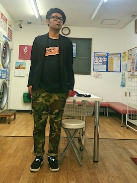 「Waste(twice)（ウェストトゥワイス）のアイテム（ハンチング/ベレー帽）」を使った、ざキさん-2016さん（メンズ・178cm）の秋コーディネート