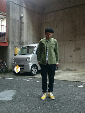 「Waste(twice)（ウェストトゥワイス）のアイテム（ハンチング/ベレー帽）」を使った、ざキさん-2016さん（メンズ・178cm）の秋コーディネート