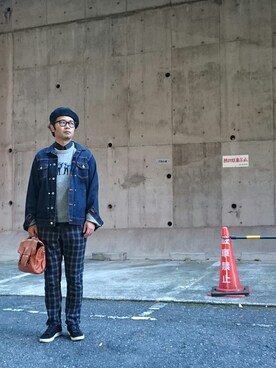 「Waste(twice)（ウェストトゥワイス）のアイテム（ハンチング/ベレー帽）」を使った、ざキさん-2016さん（メンズ・178cm）の冬コーディネート