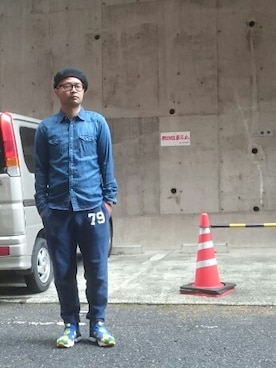 「Waste(twice)（ウェストトゥワイス）のアイテム（ハンチング/ベレー帽）」を使った、ざキさん-2016さん（メンズ・178cm）の春コーディネート