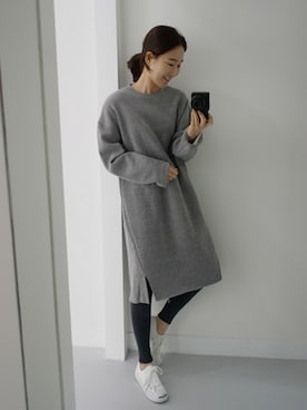 「ルーズフィット」｜「アイテム（ワンピース/ドレス）」を使った、holicholicさん（レディース・160cm）の冬コーディネート