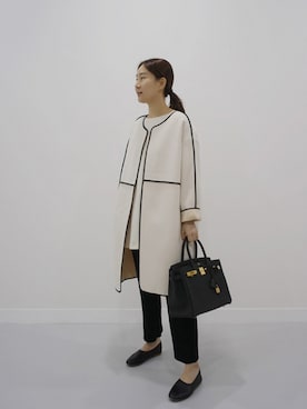 「アイボリー」｜「アイテム（ノーカラージャケット）」を使った、holicholicさん（レディース・160cm）の春コーディネート