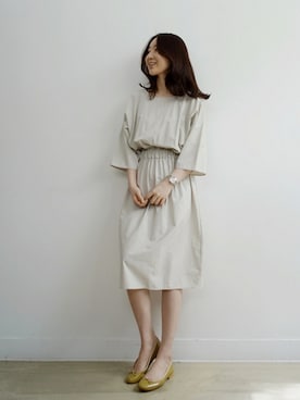 「ウエストゴム」｜「アイテム（ワンピース/ドレス）」を使った、holicholicさん（レディース・160cm）の春コーディネート