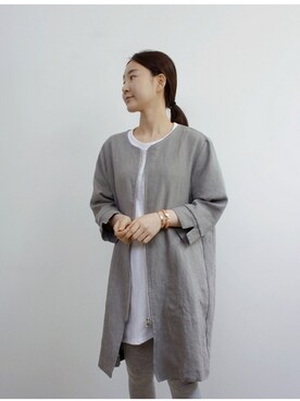 「アイボリー」｜「アイテム（ノーカラージャケット）」を使った、holicholicさん（レディース・160cm）の春コーディネート