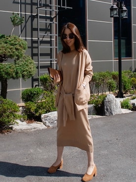 「アイテム（ワンピース/ドレス、ベージュ系）」を使った、holicholicさん（レディース・160cm）の秋コーディネート