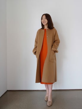 「アイテム（ワンピース、オレンジ系）」を使った、holicholicさん（レディース・160cm）の秋コーディネート