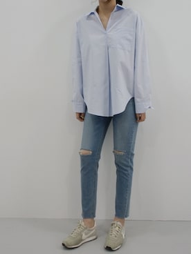 「スキッパーシャツ」｜holicholicさん（レディース・160cm）の冬コーディネート