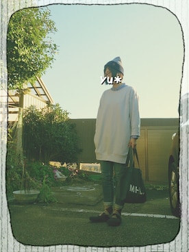 「スウェットワンピース」｜「アイテム（その他シューズ）」を使った、yu*さん（レディース・168cm）の秋コーディネート