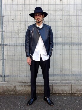 「URBAN RESEARCH（アーバンリサーチ）のアイテム（ライダースジャケット）」を使った、otsukiさん（メンズ・184cm）の冬コーディネート