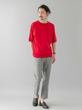 「URBAN RESEARCH（アーバンリサーチ）のコットン/ソロテックス ニットTシャツ（Tシャツ/カットソー）」を使った、otsukiさん（メンズ・184cm）の春コーディネート