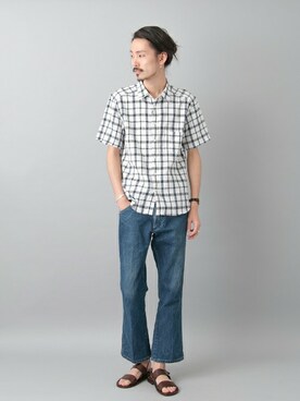 「URBAN RESEARCH（アーバンリサーチ）のアイテム（サンダル）」を使った、otsukiさん（メンズ・184cm）の夏コーディネート