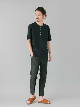 「コンフォートサンダル」｜otsukiさん（メンズ・184cm）の夏コーディネート
