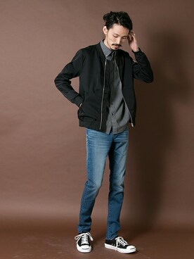 「URBAN RESEARCH（アーバンリサーチ）のアイテム（MA-1）」を使った、otsukiさん（メンズ・184cm）の夏コーディネート