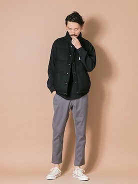「アーバンリサーチ」｜「アイテム（ダウンベスト）」を使った、otsukiさん（メンズ・184cm）の冬コーディネート