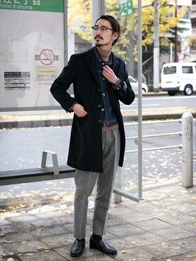 「URBAN RESEARCH（アーバンリサーチ）のアイテム（チェスターコート）」を使った、otsukiさん（メンズ・184cm）の冬コーディネート